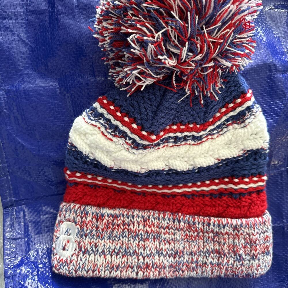 Mavericks Beanie Pom Pom Hat Red White Blue OS - Picture 5 of 8